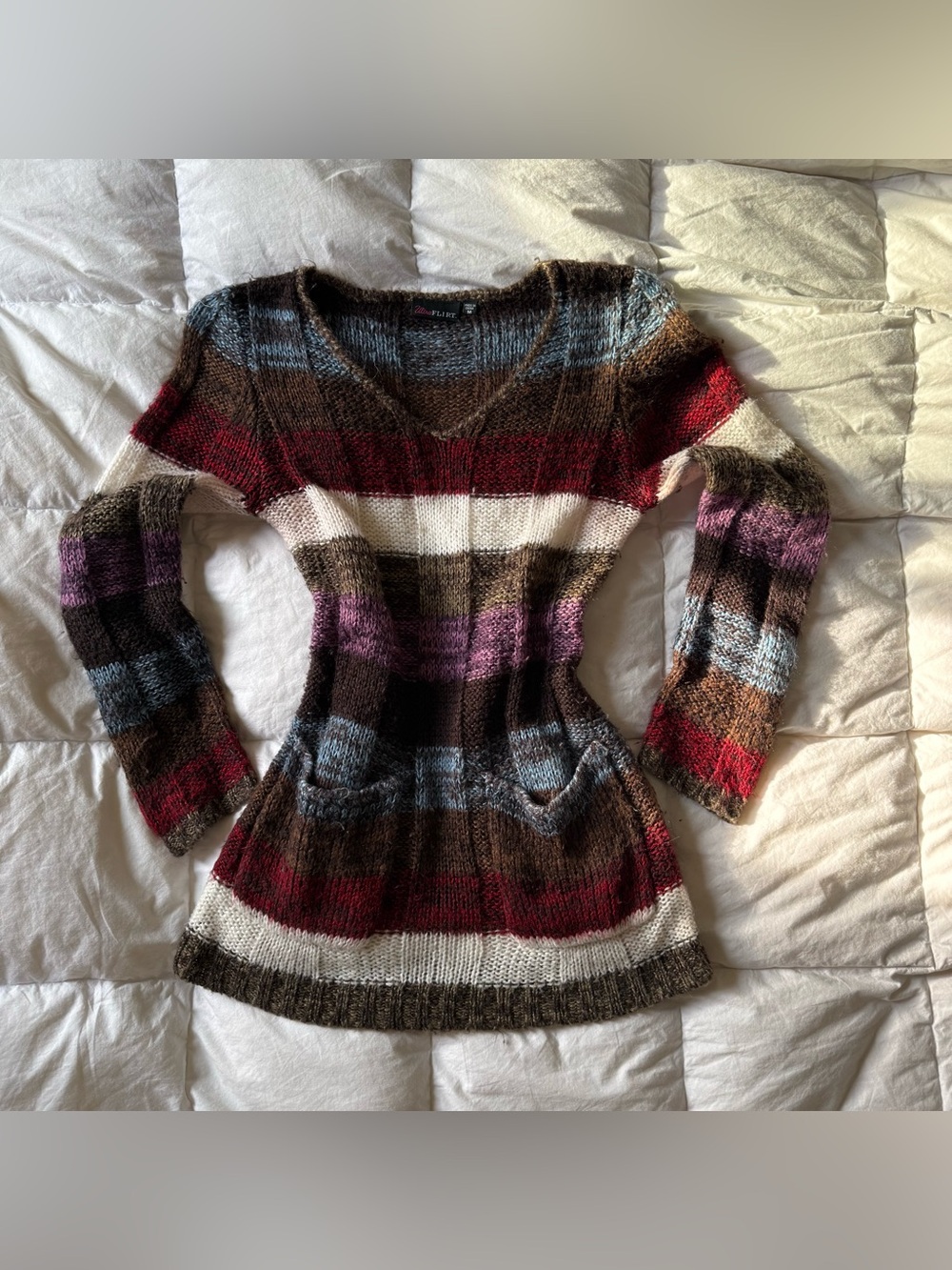Ultra Flirt Y2K long striped knit sweater